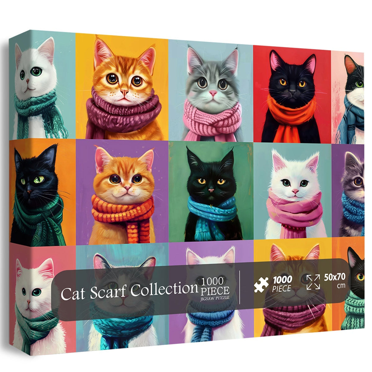 Cat Scarf Collection | 1000-Piece Wooden Jigsaw Puzzle