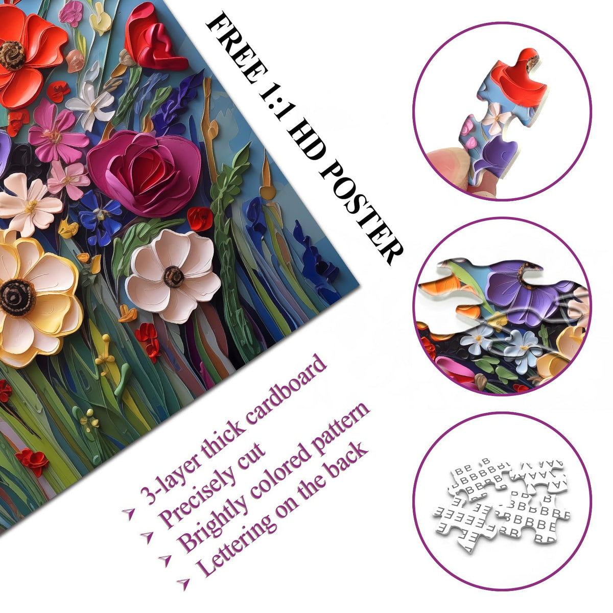 Colorful Flower | 1000-Piece Wooden Jigsaw Puzzle