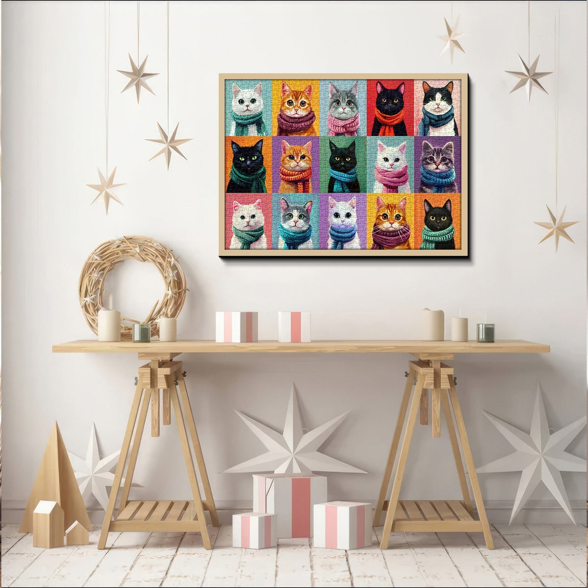 Cat Scarf Collection | 1000-Piece Wooden Jigsaw Puzzle