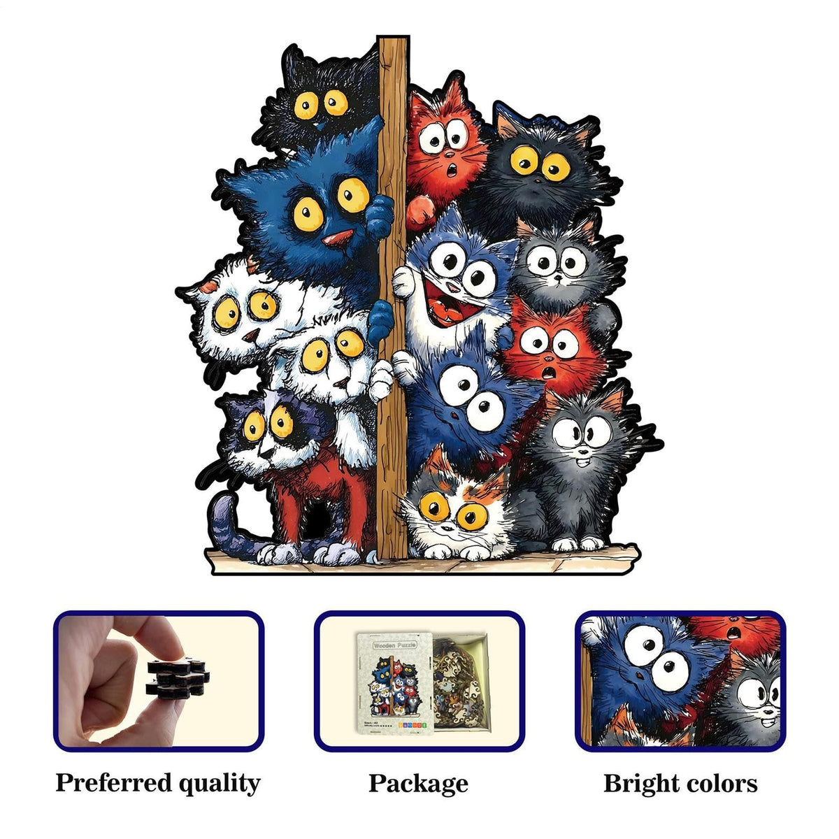 Kitty Shaped Wooden Jigsaw Puzzle